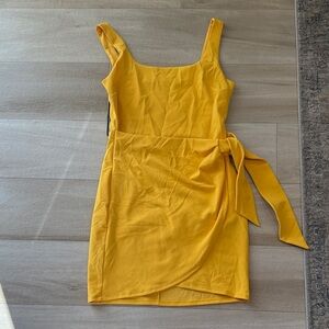Express Yellow Wrap Mini Dress